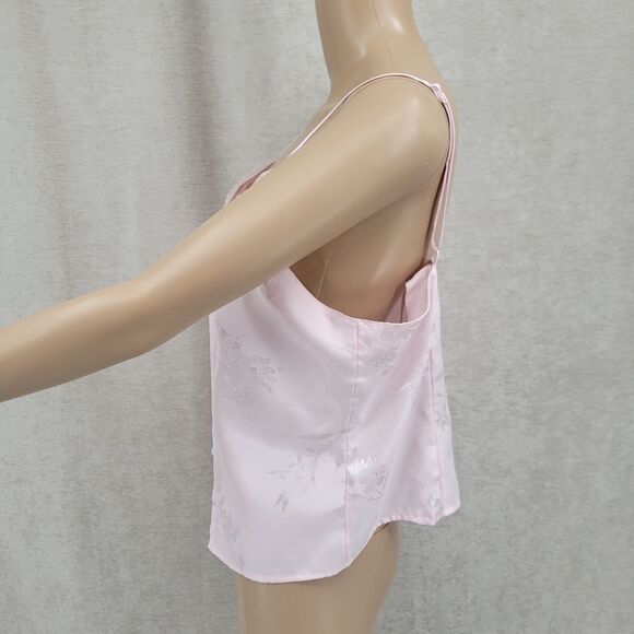 Valerie Stevens Y2K Light Pink Floral Jacquard Satin Cami Feminine Coquettegirl - Picture 3 of 7